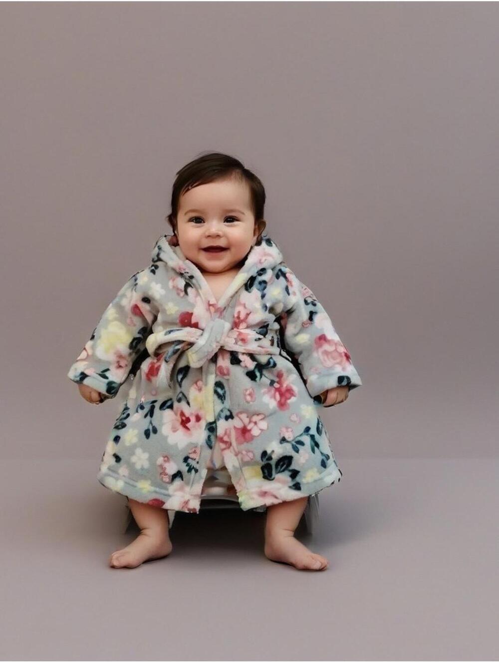 Baby Girl 12 mo + Bath Robe Soft Floral Multicolor